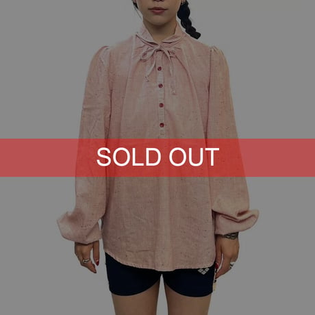 【USED】80's ROUND COLLAR LATTICE CHECK BLOUSE