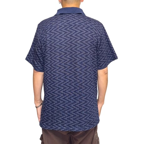 【USED】90's Anarchic Adjustment JACQUARD WEAVE HALF ZIP POLO SHIRT