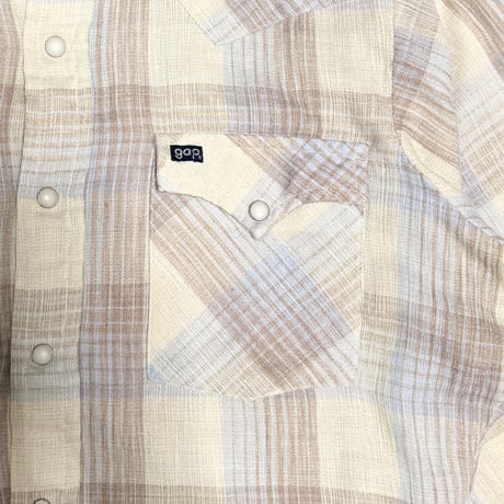 【USED】70's OLD GAP “Fashion Pioneers” Western Plaid Shirt Made in USA