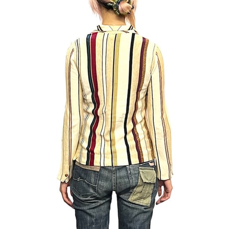 【USED】90's-00's DIANE DE CLERCQ STRIPE CARDIGAN