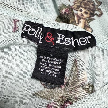 【USED】00's Polly & Esther PUTTI POWER NET T-SHIRT
