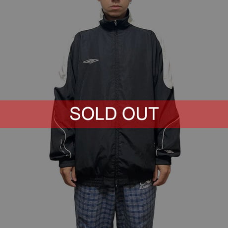【USED】00'S UMBRO POLY TRACK JACKET BLACK × WHITE