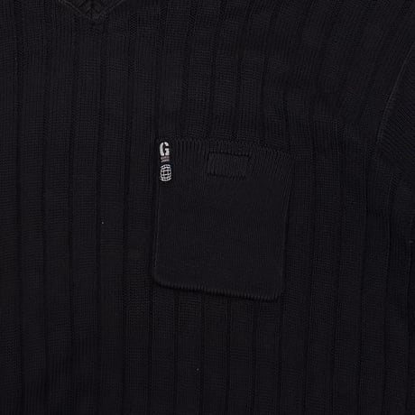 【USED】90's GUESS JEANS Ribbed Cotton V-Neck Knit with Pocket