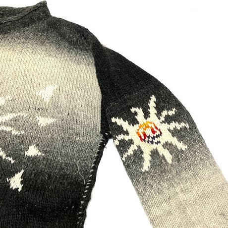 【USED】80'S-90'S  ECUADOR MADE HAND KNIT WOOL SWEATER