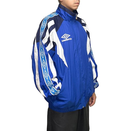 【USED】90'S UMBRO POLY TRACK JACKET BIG LOGO BLUE
