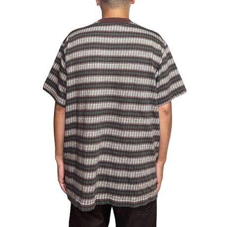 【USED】80's-90's OLD STUSSY JACQUARD BORDER POCKET S/S T-SHIRT