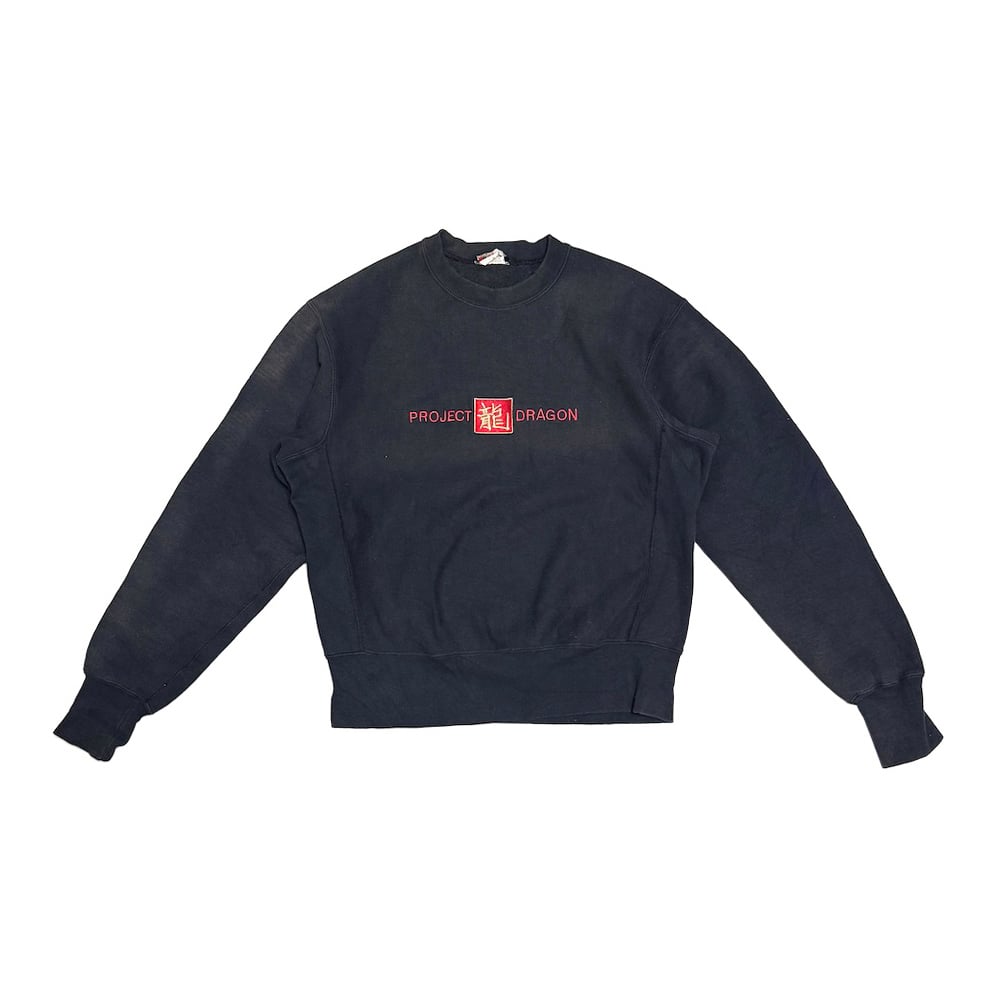 USED】90's Project Dragon Embroidered Logo Crew