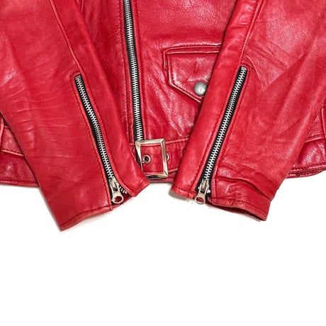【USED】90's Red Leather Compact Double Riders Jacket