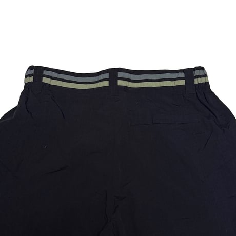 【USED】00's NIKE Ripstop Nylon Shorts Black with Dual-Tone Waist Stripe