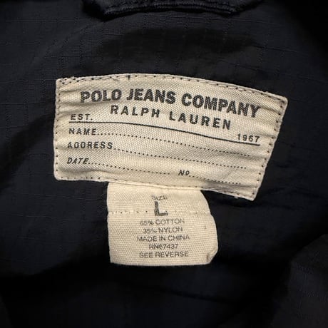 【USED】00's POLO JEANS COMPANY Ralph Lauren Packable Field Shirt Jacket Fade Black