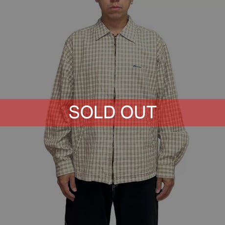 【USED】90's BEAR PLAID ZIP-UP SHIRT JACKET