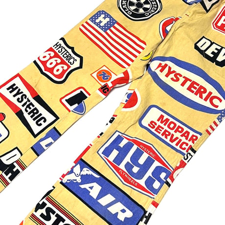 【USED】90's HYSTERIC GLAMOUR AMERICAN SIGNBOARD ALLOVER PRINT FLARE PANTS