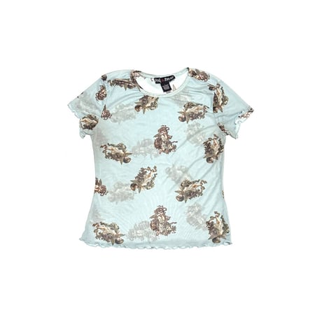 【USED】00's Polly & Esther PUTTI POWER NET T-SHIRT