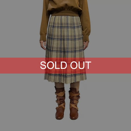 【USED】70's JAEGER PLEATED WOOL PLAID SKIRT MADE IN GREAT BRITAIN