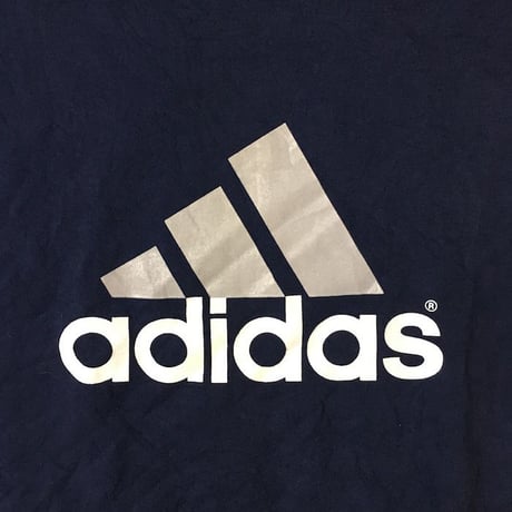 【USED】90'S ADIDAS 3-STRIPES LOGO T-SHIRT NAVY