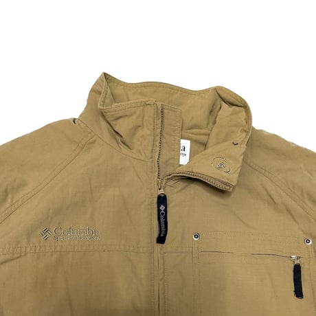 【USED】00's Columbia RIPSTOP NYLON SLEEVE POCKET JACKET BEIGE