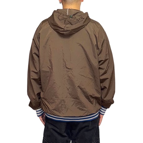 【USED】00's FRED PERRY High-Density Cotton Shell Zip Hoodie Brown
