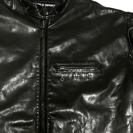 【USED】90's POLO SPORT RALPH LAUREN LEATHER BIKER JACKET