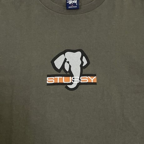【USED】90'S STUSSY ELEPHANT T-SHIRT