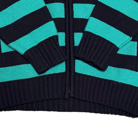 【USED】80's Yves Saint Laurent “Diffusion Hommes” Striped Zip Knit Jacket Made in Spain