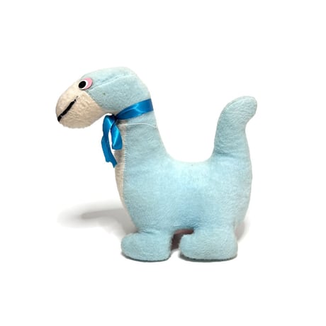 【USED】80's SKY BLUE DINOSAUR STUFFED TOY