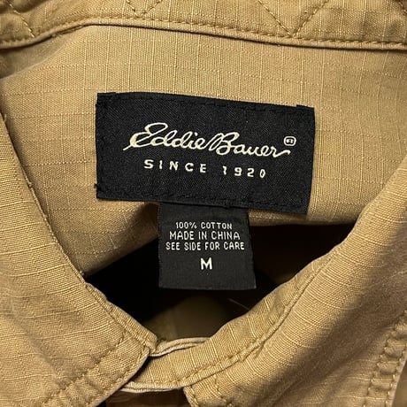 【USED】00's Eddie Bauer 3-POCKET RIPSTOP ZIP SHIRT