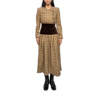 【USED】80's Valentino Garavani BOUTIQUE Gingham Dress with Velvet Waist Panel