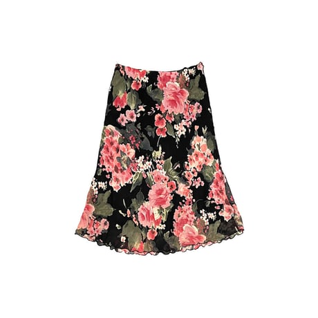 【USED】00's WATERCOLOR FLOWER PATTERN CIFFON SKIRT