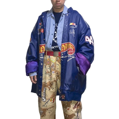 【USED】90'S JEFF HAMILTON JH DESIGN SUPER OVERSIZED LEATHER RACING JACKET