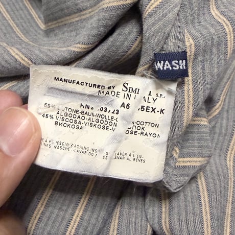 【USED】00's ARMANI JEANS Stripe Shirt with AJ Seal-Stamp Flap Pocket