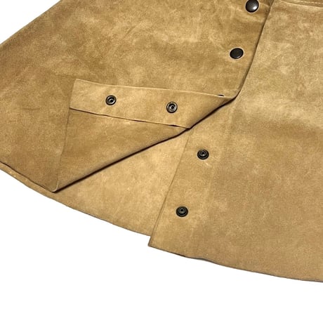 【USED】80's-90's SUEDE LEATHER BUTTON MINI SKIRT