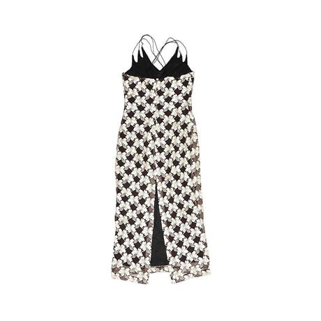 【USED】80's CENTREPOINT HIBISCUS EMBROIDERED MAXI DRESS
