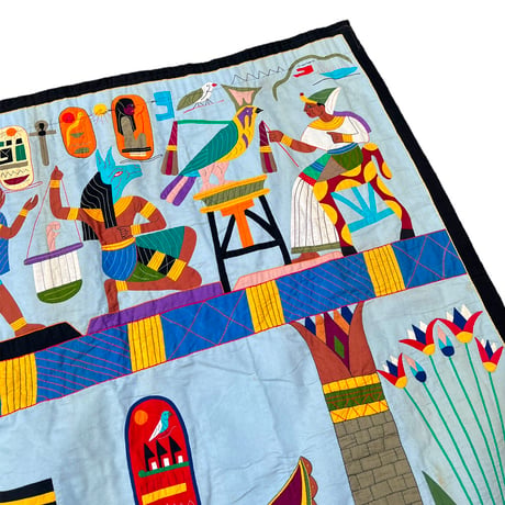 【USED】60's-70's HANDMADE EGYPTIAN WALL HANGING HUGE PATCHWORK