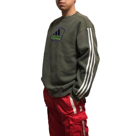 【USED】90'S  ADIDAS 3-STRIPES LOGO EMBROIDERY SWEATSHIRT
