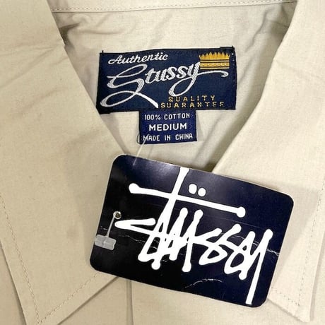 【DEAD STOCK】00'S STUSSY LINE DESIGN SHIRT BEIGE