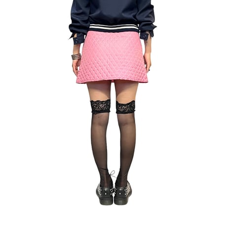 【DEAD STOCK】90's PRINCESSE WALLY QUILTED MINI SKIRT PINK