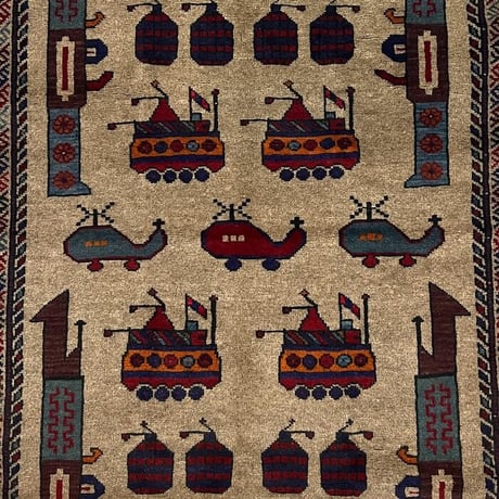 【USED】90'S-00'S HANDMADE AFGHAN WAR RUG ⑨