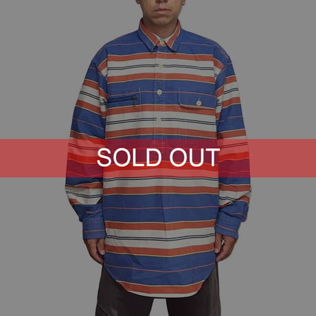 【USED】90's Polo by Ralph Lauren MULTI BORDER HALF BUTTON SHIRT