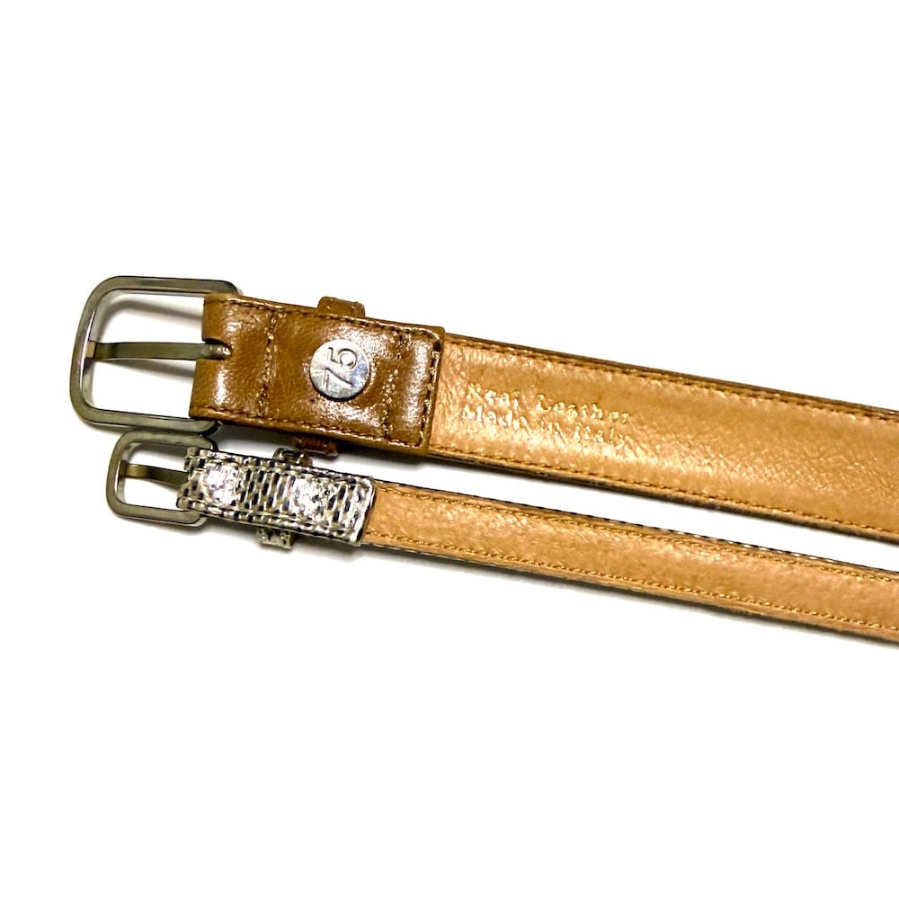 USED】00's DRIES VAN NOTEN Leather & Metallic L