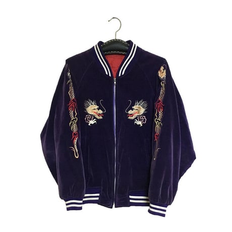 【USED】80'S-90'S VELOR SOUVENIR JACKET PURPLE