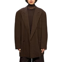 【USED】80's LANVIN Studio Brown Herringbone Double-Breasted Wool Jacket