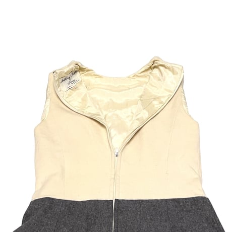 【USED】60's Anthony Charles BICOLOR WOOL TWEED SLEEVELESS DRESS