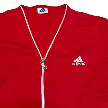 【USED】90'S BOOTLEG adidas ZIP UP V-NECK T-SHIRT