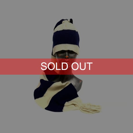 【USED】80's BORDER KNIT SCARF BEANIE