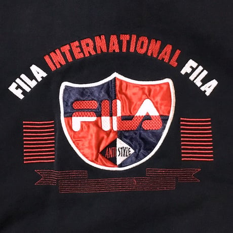 【USED】90'S FILA EMBROIDERY HOODIE NAVY
