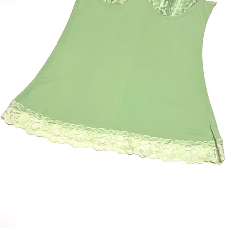 【USED】60's-70's LINGERIE SLIP MINI DRESS EMERALD GREEN