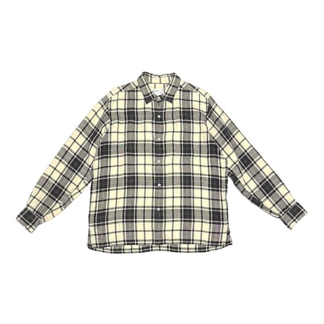 【USED】90's agnès b. homme Black & Ivory Plaid Linen Shirt