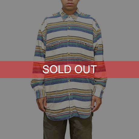 【USED】90'S MIGHTY RIVERS MULTI BORDER SHIRT