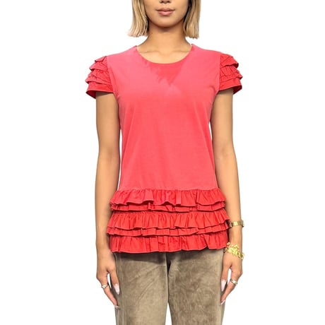 【USED】2010's miu miu Tiered Ruffle Puff Sleeve Top