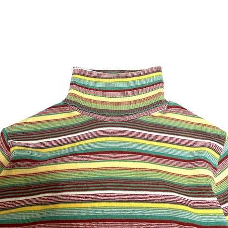 【USED】70'S MULTI BORDER HI-NECK KNIT SWEATER
